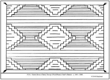 Preview of Classic Navajo Chief's Blanket.  Coloring page and lesson plan ideas