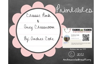 Preview of Classic Pink & Grey Classroom Decorations