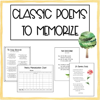 Preview of Classic Poems to Memorize - Posters/Prints and Progress Charts