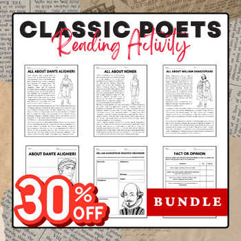 Preview of Classic Poets - Reading Activity Pack Bundle | National Poetry Month Activies