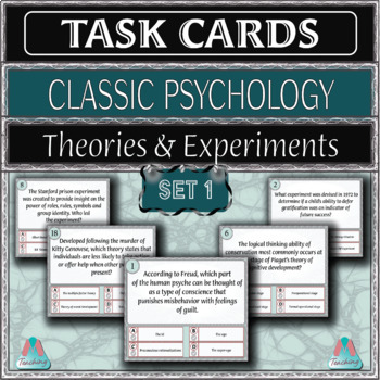 Preview of Classic Psychology Theories and Experiments - Task Cards Set 1