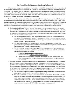 Preview of Classical Argumentative Essay Structure