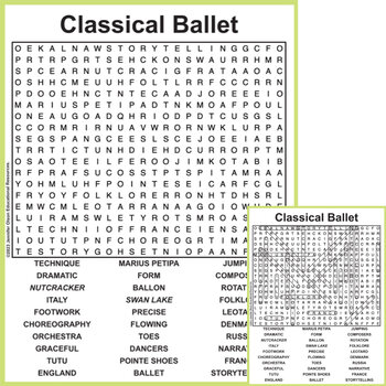 Preview of Classical Ballet Word Search