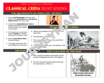 Preview of Classical China Must-Knows Review Sheet