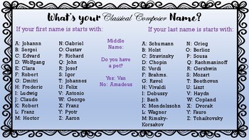 Classical Composer Name Generator by Amy's Music Resources | TpT