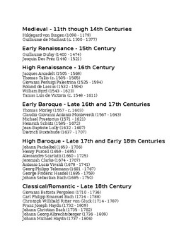 Preview of Classical Composer Timeline