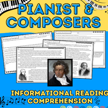 Preview of Classical Composers & Pianist: Music Informational Reading Comprehension Packets