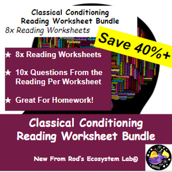 Preview of Classical Conditioning Lesson Reading Worksheet Bundle **Editable**