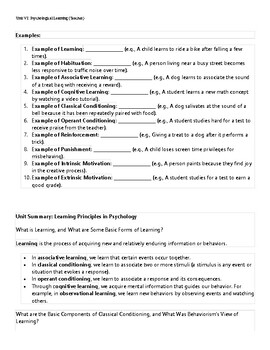 Preview of Classical Conditioning Study Guide