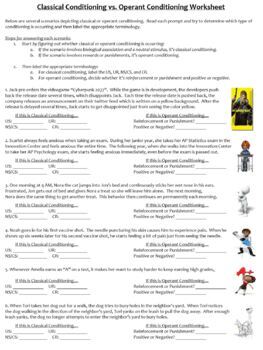 Preview of Classical Conditioning vs. Operant Conditioning Worksheet