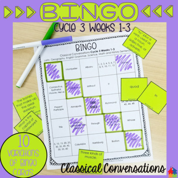 Preview of Classical Conversations BINGO Review Game [Cycle 3 Weeks 1-3]