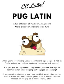 Preview of Classical Conversations CC CYCLE 3 LATIN- Pug Latin Fun for Tutors, Parents
