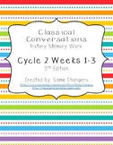 Classical Conversations Cycle 2 Weeks 1-3 History Memory W