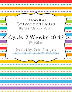 Preview of Classical Conversations Cycle 2 Weeks 10-12 History Memory Work 5th Edition