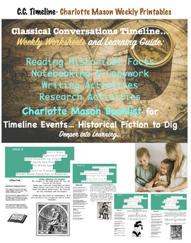 Preview of Classical Conversations Timeline Worksheets & Charlotte Mason Booklist Guide