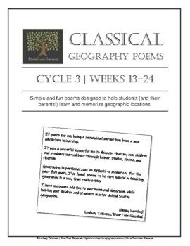 Preview of INDIVIDUAL - Classical Geography Poems - Cycle 3 Weeks 13 - 24 - United States