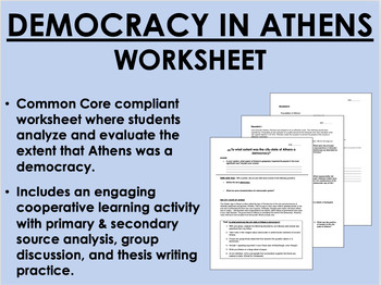 Preview of Democracy in Athens worksheet - Classical Civilizations - Global/World History