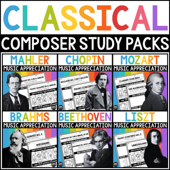 Preview of Classical Music Listening Activities | 12 Composer Bundle with 70 Bonus Posters