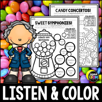 Preview of Classical Music Activities | Beethoven Candy Coloring ★
