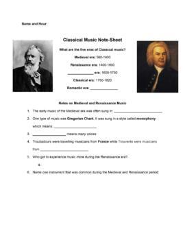 Preview of Classical Music Guided-Notes Sheet