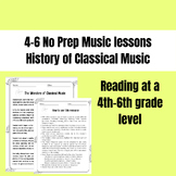 Classical Music No prep Elementary Music History 4-6 sub plans