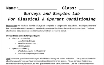 Preview of Classical & Operant Conditioning student-led survey for peers in psych class