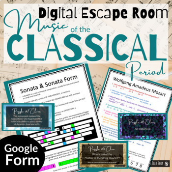 Preview of Classical Period Music Escape Room (Activity to learn about Classical Music Era)