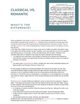 Preview of Classical and Romantic Music PRINTABLE