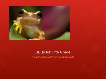 Preview of Classification; 5th Grade Science DBQs