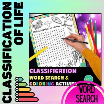 Preview of Classification of Living Things: Kingdoms of Life Word Search Coloring Activity