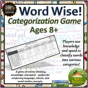 Preview of Categorizing Words Game Distance Learning Homeschool Ready