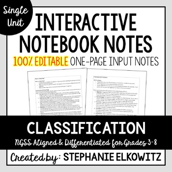 Preview of Classification Editable Notes
