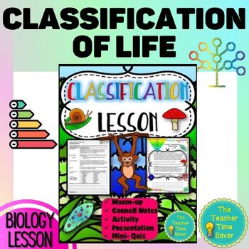 Preview of Classification of Living Things Biology Lesson- Notes, Slides and Activity