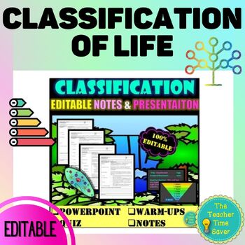 Preview of Classification of Living Things Life Science Editable Unit Notes & Slides Bundle