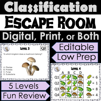 Preview of Classification and Taxonomy Activity: Digital Escape Room Game: Kingdoms of Life