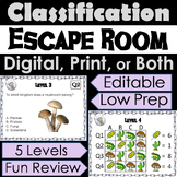 Classification and Taxonomy Activity: Digital Escape Room 
