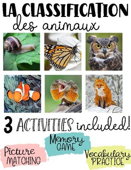 Preview of Classification des animaux BUNDLE - FRENCH Science - Real-Life PICTURES