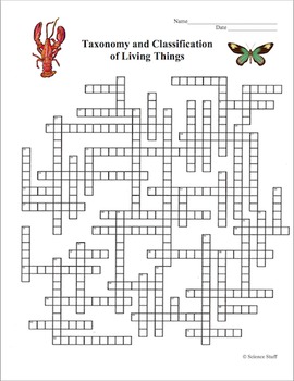 Classification of Living Organisms Crossword Puzzle (Taxonomy) | TpT