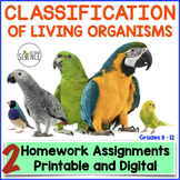 Classification of Living Things Homework Worksheets