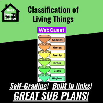 Preview of Classification of Living Things (Taxonomy) WebQuest MS-LS1 (Great sub plans!)