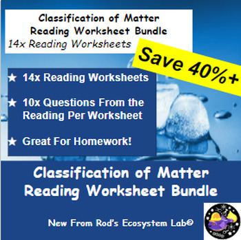 Preview of Classification of Matter Module Reading Worksheet Bundle **Editable**