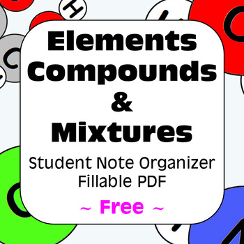 Preview of Classification of Matter Student Note Organizer: Free Fillable PDF