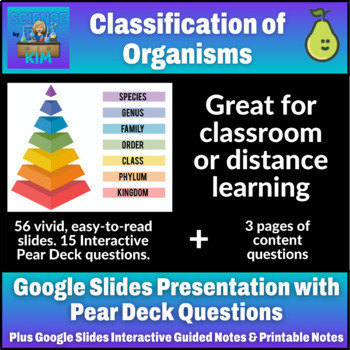 Preview of Classification of Organisms Google Slides with Pear Deck and Guided Notes