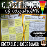 Classification of Organisms and Taxonomy Choice Board Proj