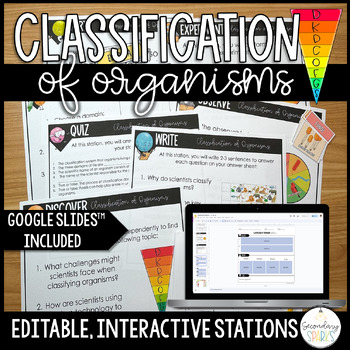 Preview of Classification of Organisms and Taxonomy Stations - Editable and Google Slides™