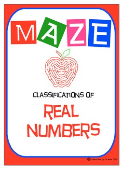 Preview of Maze - Classifications Real Numbers (naturals, integers, rationals, irrationals)