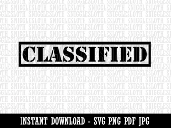 Preview of Classified Fun Text B&W Clipart Digital Download SVG PNG JPG Cut File Commercial