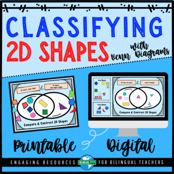 Preview of Classify 2D SHAPES No-Prep Printable & Digital Venn Diagram | Distance Learning