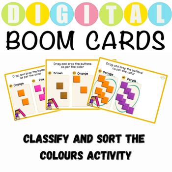 Preview of Classify And Sort The Colors Activity For Preschoolers With Audio - Boom Cards™