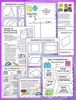 classifying quadrilaterals sorting activities games